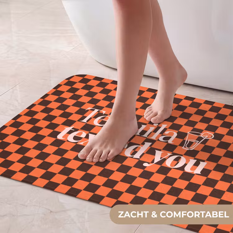 Badmat - Tequila texted you - Glas - Vierkanten - Oranje — 5