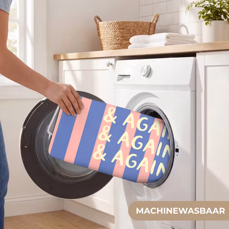 Badmat - Try again - Strepen - Roze - Verticaal - Blauw — 7