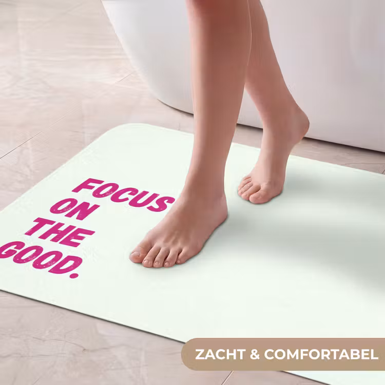 Badmat - Focus on the good - Beige - Roze — 5
