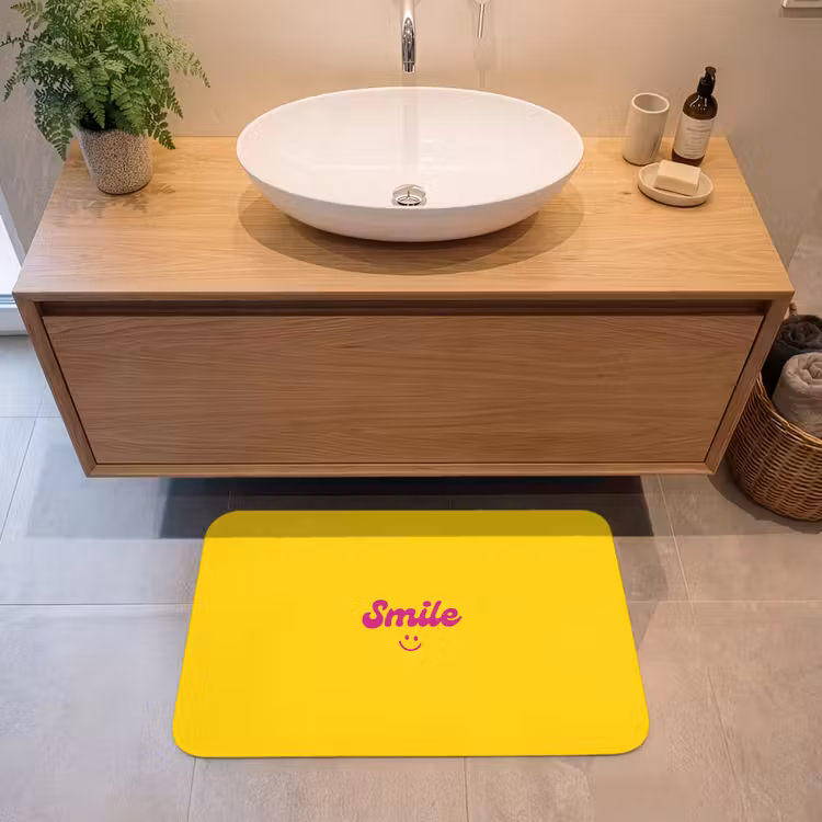 Badmat - Smile - Geel - Roze — 2