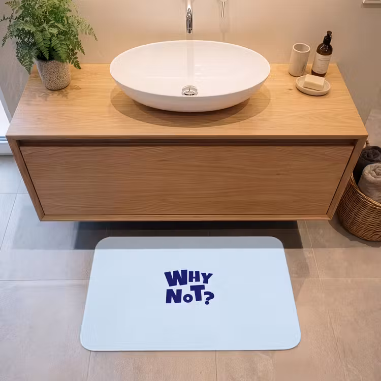 Badmat - Why not - Blauw - Licht blauw - Quote — 2