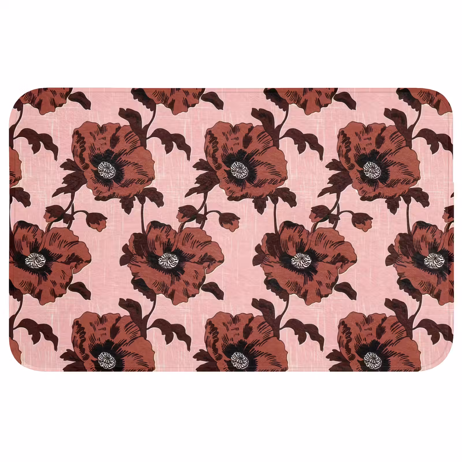 Badmat - Bloemen - Retro - Rood — 1
