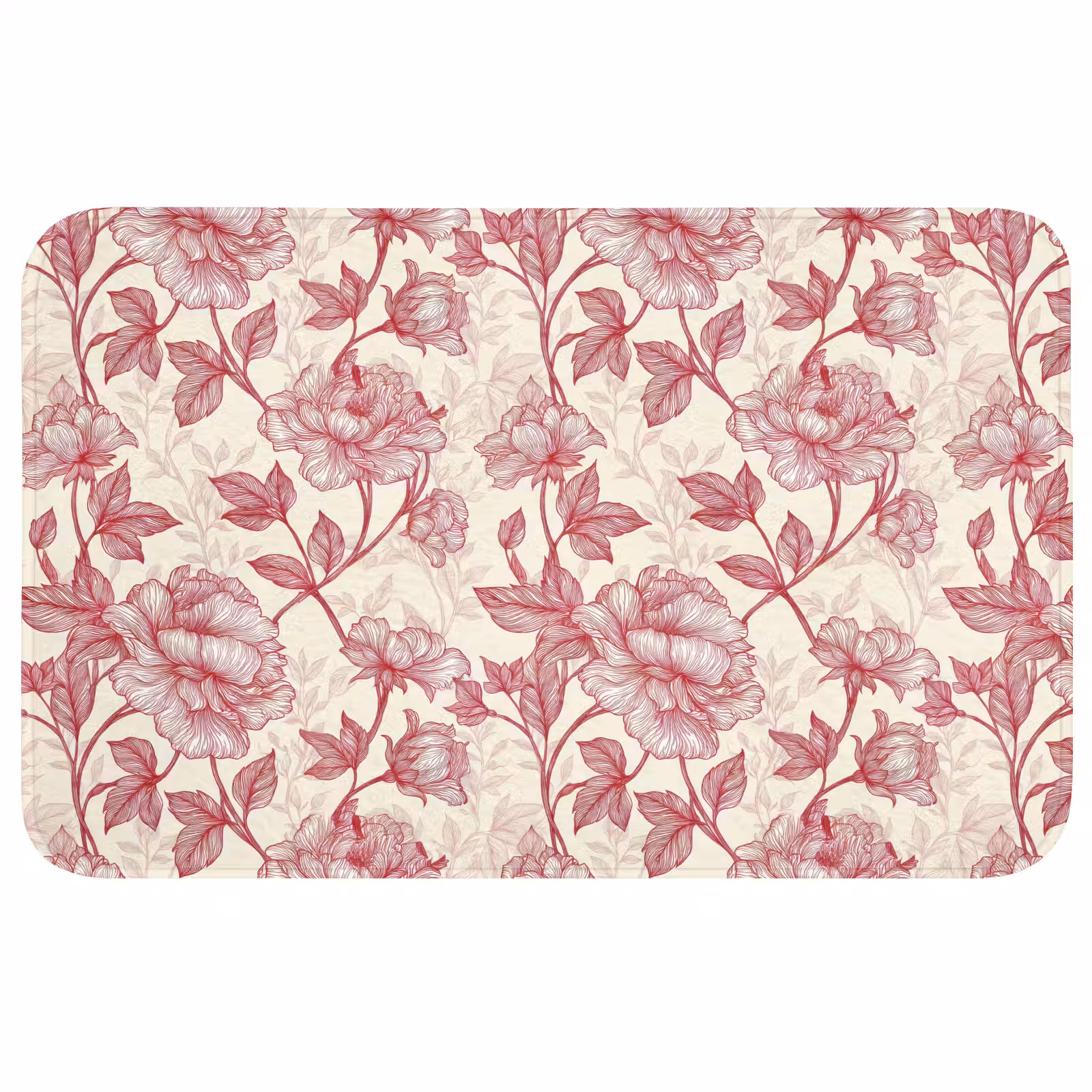 Badmat - Pioenrozen - Modern - Rood — 1