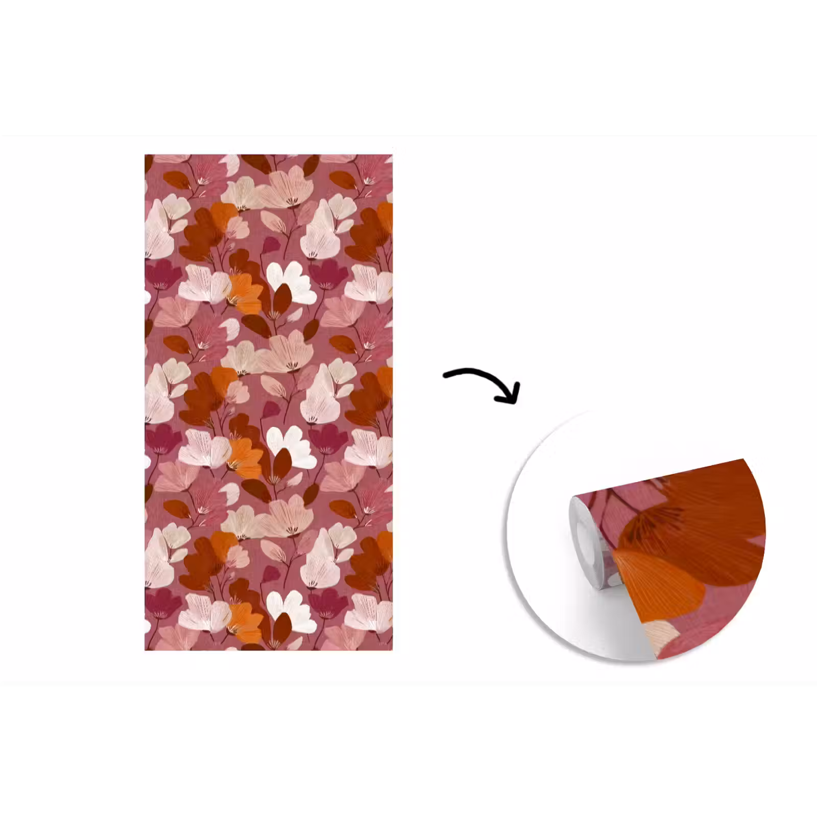 Behang - Bloem - Patroon - Roze — 1