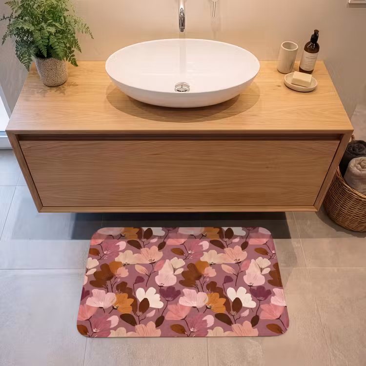 Badmat - Bloem - Patroon - Roze — 2