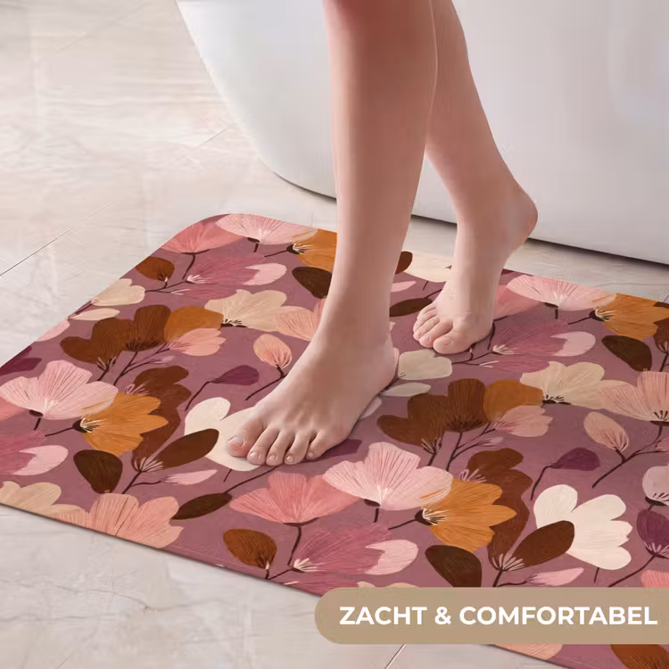 Badmat - Bloem - Patroon - Roze — 5