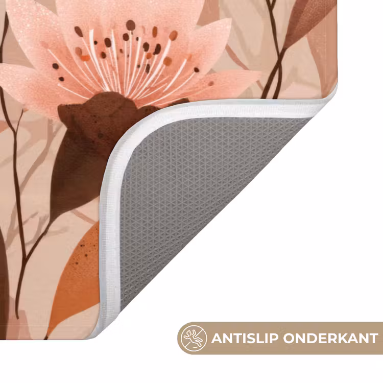 Badmat - Bloemen - Bladeren - Bruin — 3