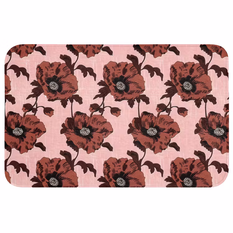 Badmat - Bloemen - Retro - Rood — 1