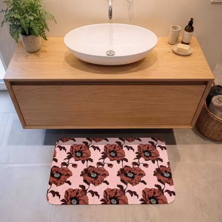 Badmat - Bloemen - Retro - Rood — 2