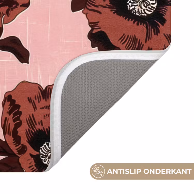 Badmat - Bloemen - Retro - Rood — 3