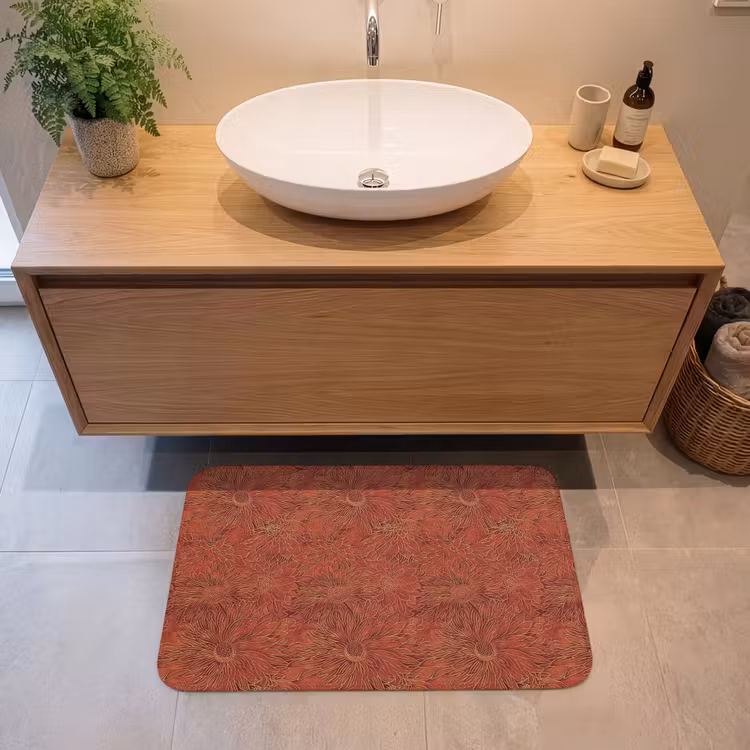 Badmat - Oosters - Bloemen - Terracotta — 2