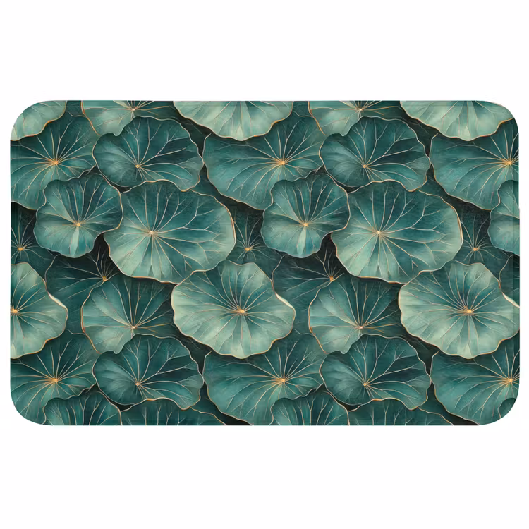 Badmat - Patroon - Bladeren - Groen — 1