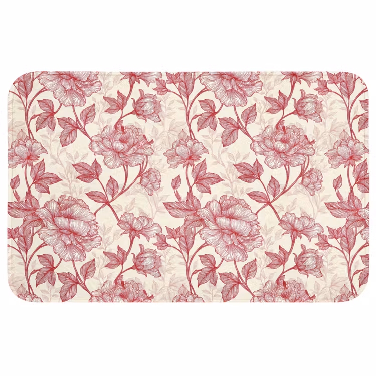 Badmat - Pioenrozen - Modern - Rood — 1