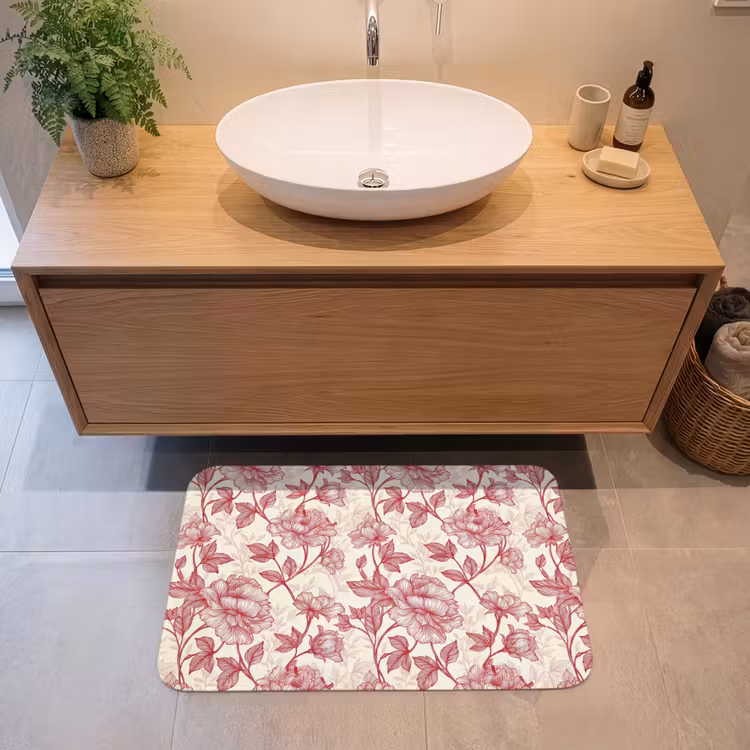 Badmat - Pioenrozen - Modern - Rood — 2