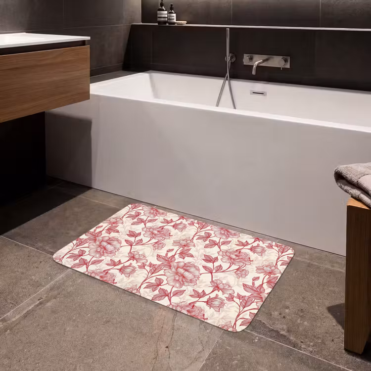 Badmat - Pioenrozen - Modern - Rood — 4