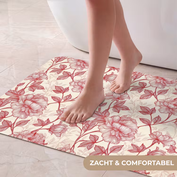 Badmat - Pioenrozen - Modern - Rood — 5