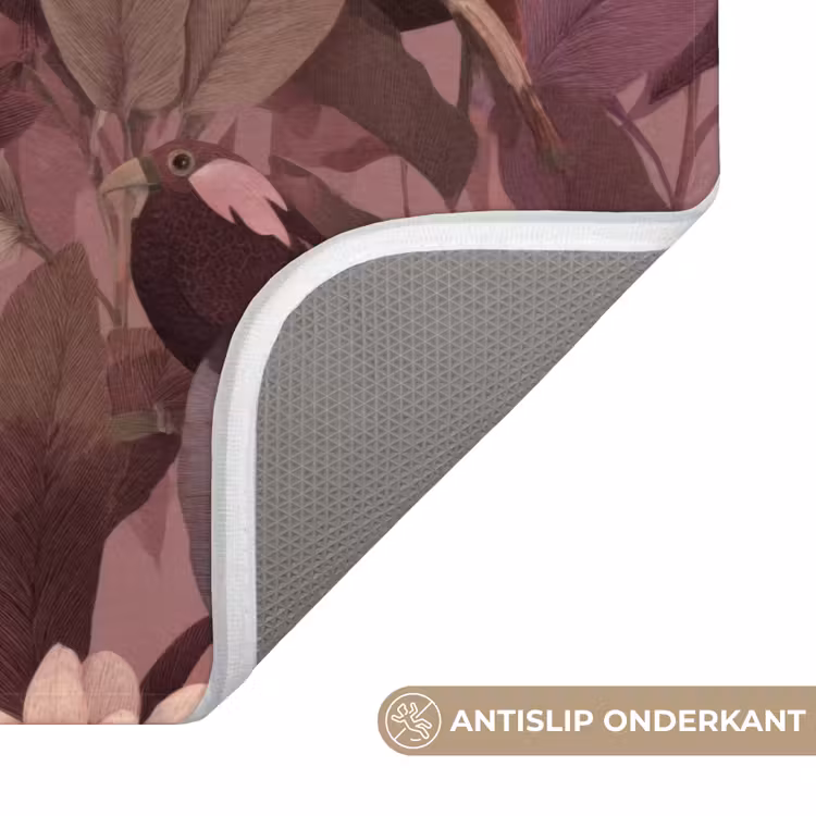 Badmat - Vogels - Bladeren - Roze — 3