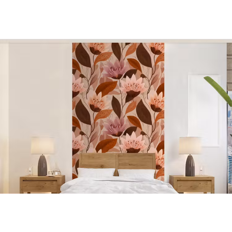 Behang - Bloemen - Bladeren - Bruin — 5