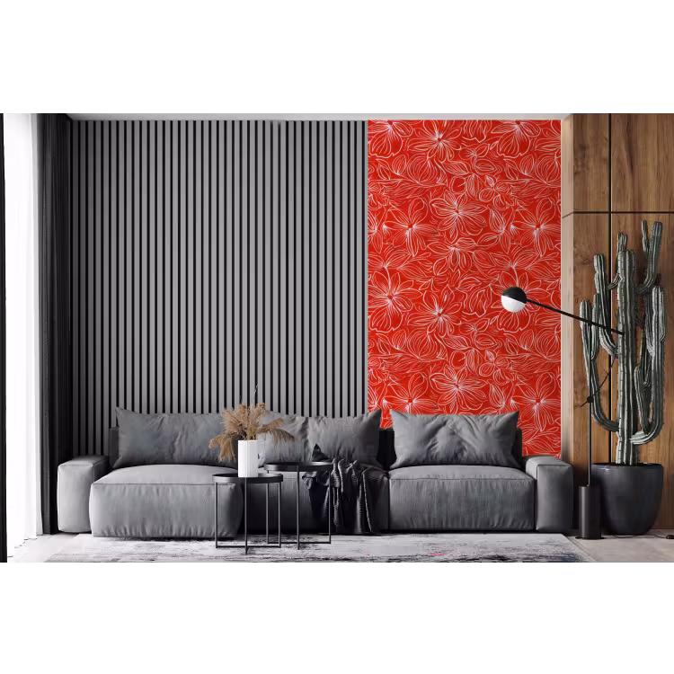 Behang - Bloemen - Patroon - Rood — 2