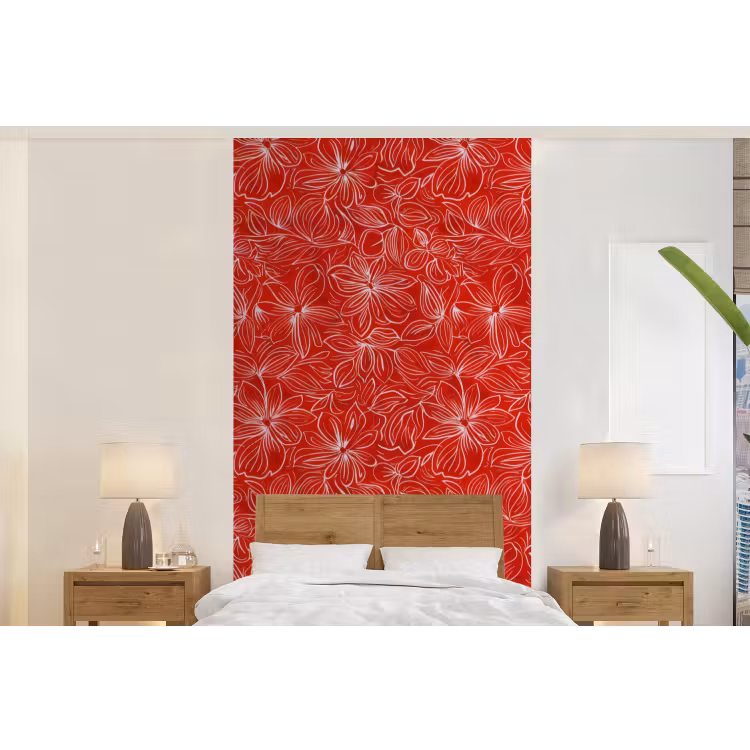 Behang - Bloemen - Patroon - Rood — 5