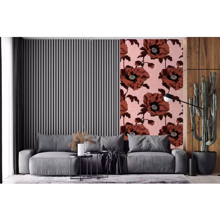 Behang - Bloemen - Retro - Rood — 2