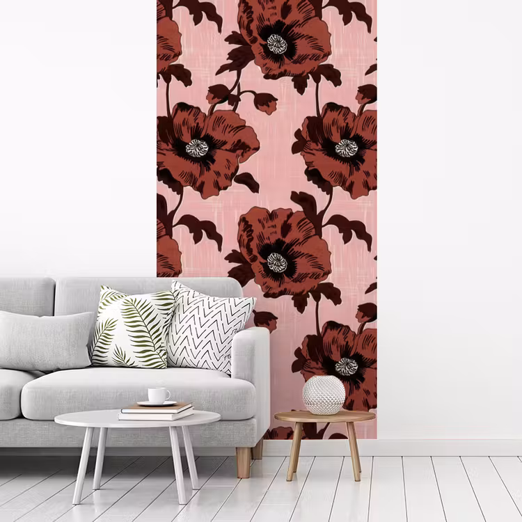 Behang - Bloemen - Retro - Rood — 3