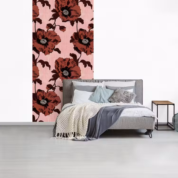 Behang - Bloemen - Retro - Rood — 4