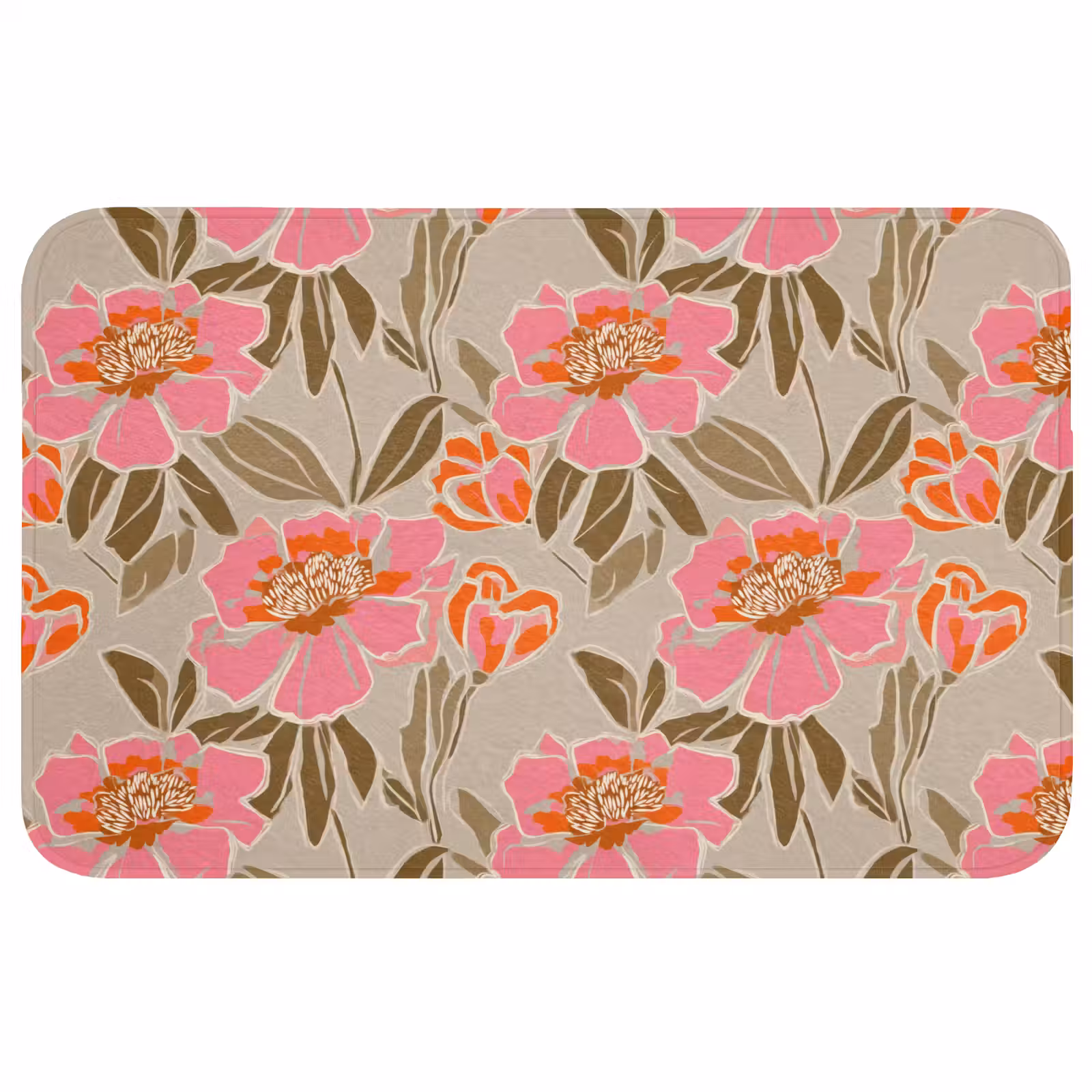 Badmat - Pioenrozen - Patroon - Roze — 1