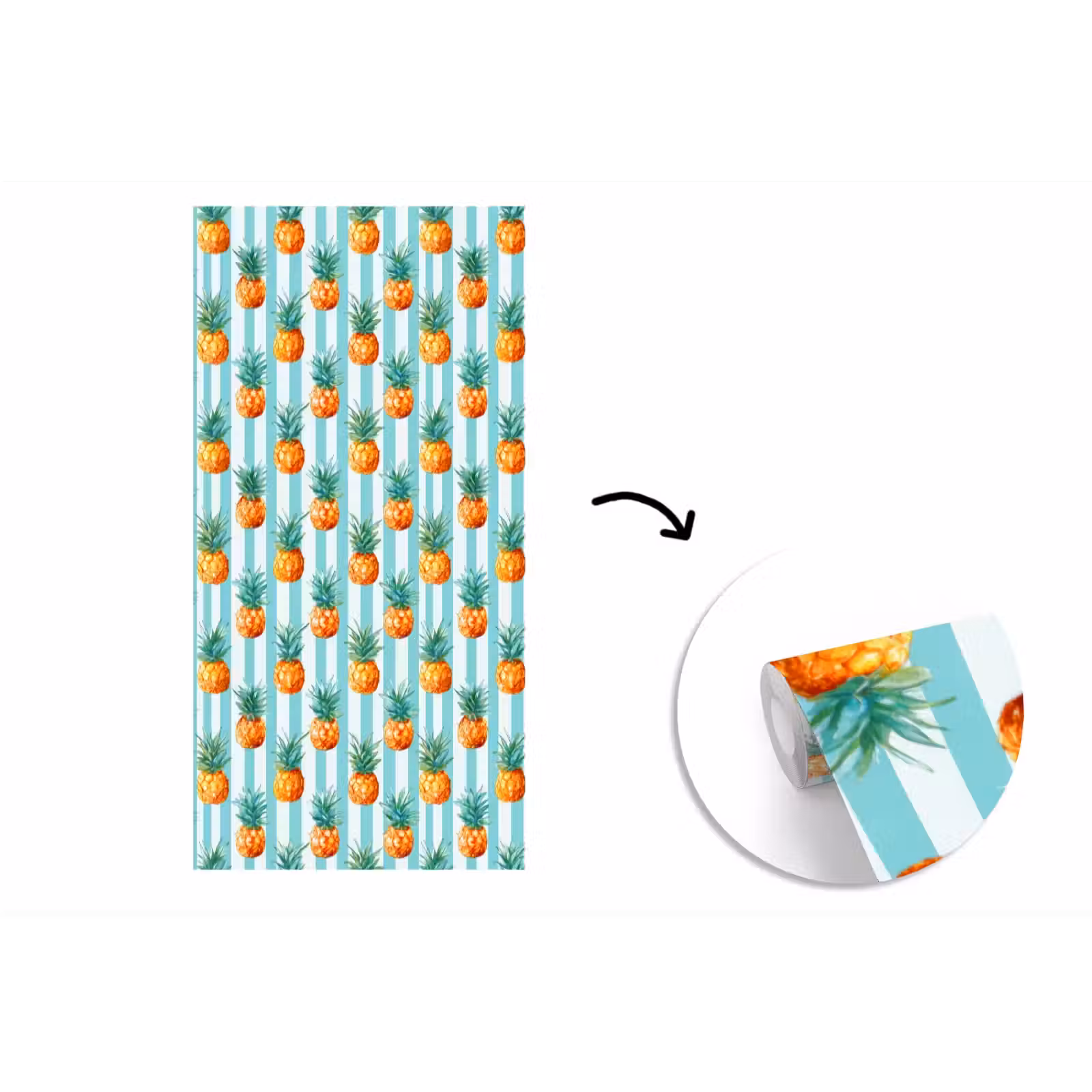 Behang - Ananas - Strepen - Groen — 1