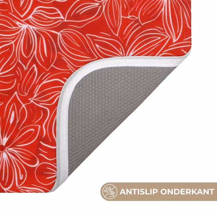 Badmat - Bloemen - Patroon - Rood — 3