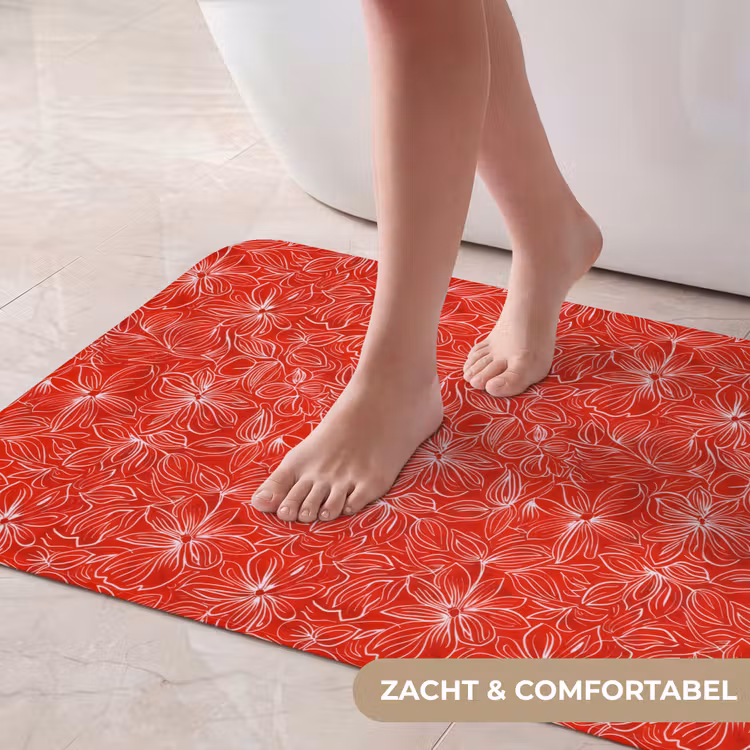 Badmat - Bloemen - Patroon - Rood — 5