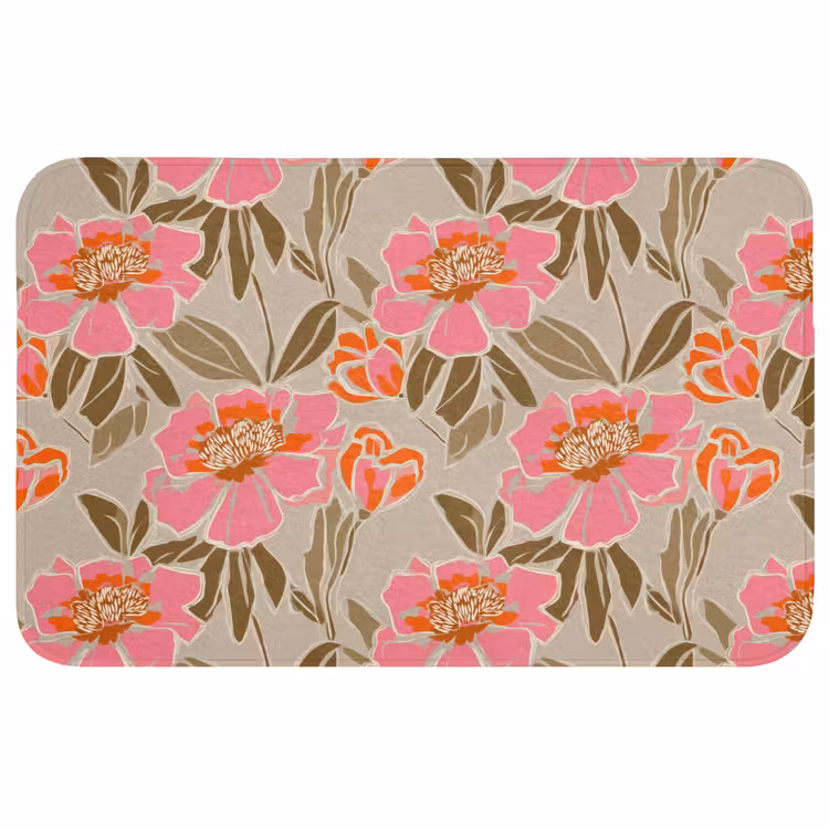 Badmat - Pioenrozen - Patroon - Roze — 1