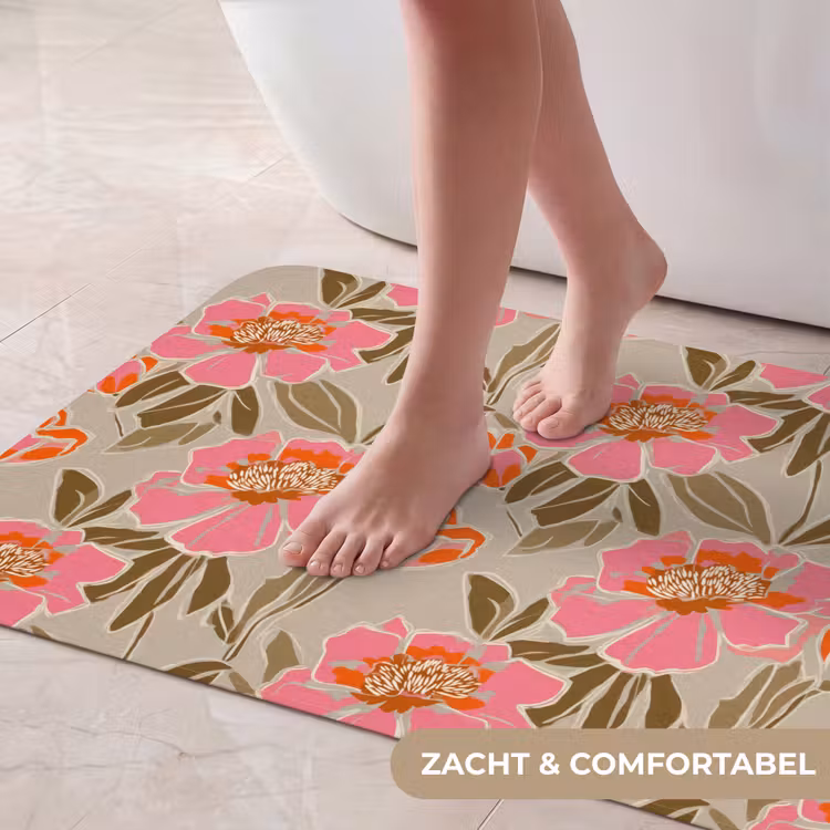 Badmat - Pioenrozen - Patroon - Roze — 5