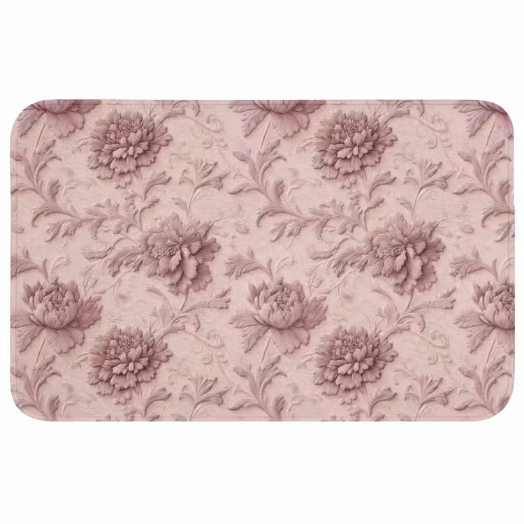 Badmat - Reliëf - Pioenrozen - Roze — 1