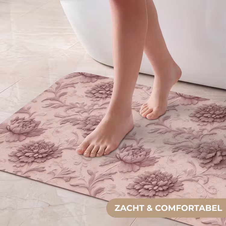 Badmat - Reliëf - Pioenrozen - Roze — 5