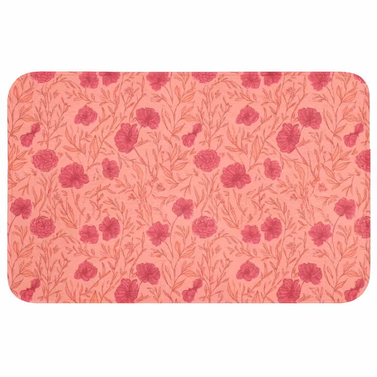 Badmat - Weidebloemen - Romantisch - Roze — 1