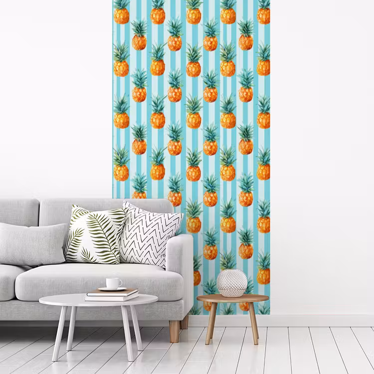 Behang - Ananas - Strepen - Groen — 3