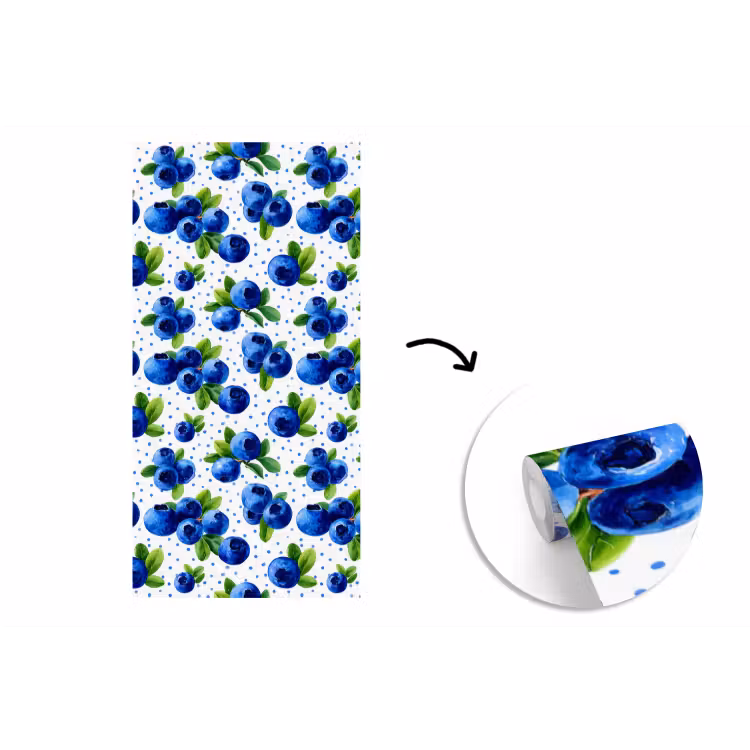 Behang - Bessen - Patroon - Blauw — 1