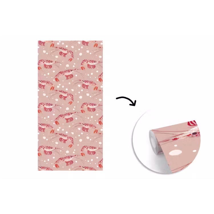 Behang - Garnalen - Stippen - Roze — 1