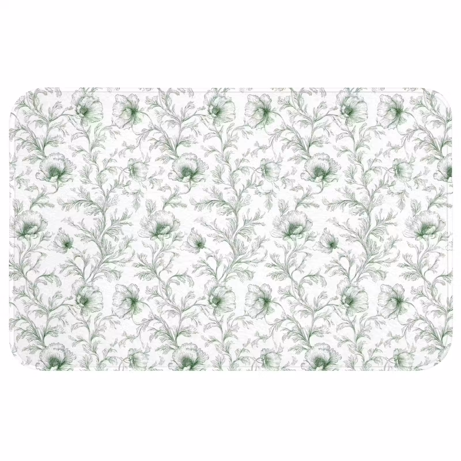 Badmat - Bloemen - Getekend - Groen — 1