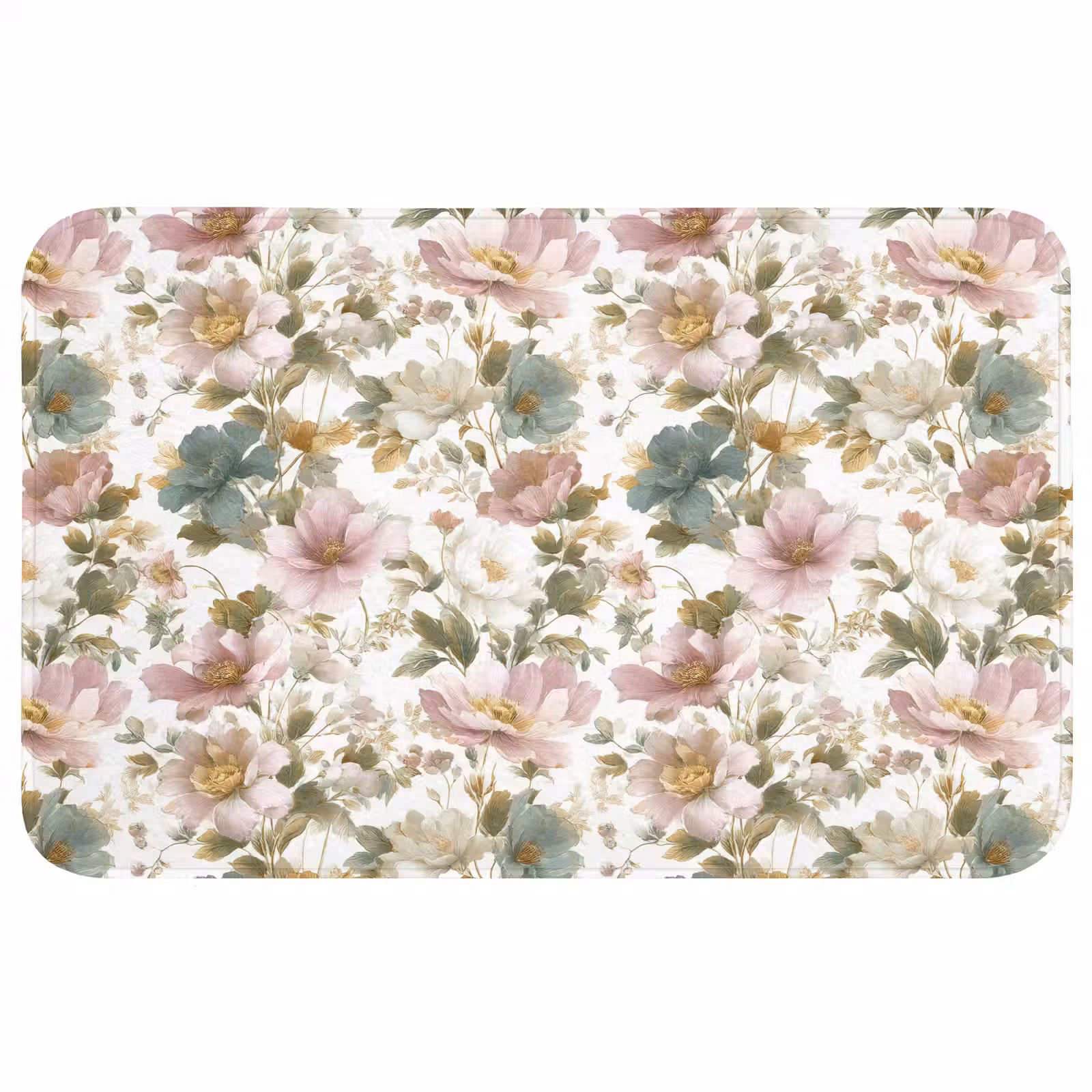 Badmat - Bloemen - Patroon - Pastel — 1