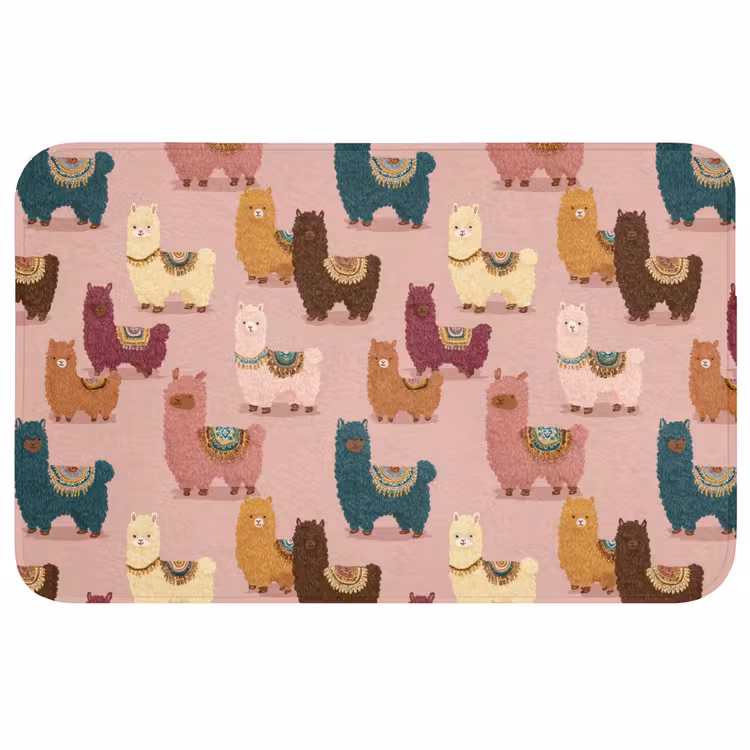Badmat - Alpaca's - Patroon - Kleurrijk — 1