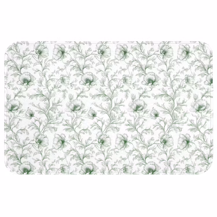 Badmat - Bloemen - Getekend - Groen — 1