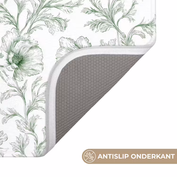Badmat - Bloemen - Getekend - Groen — 3