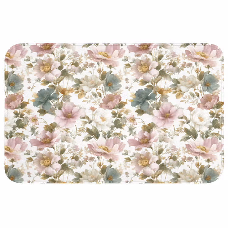 Badmat - Bloemen - Patroon - Pastel — 1