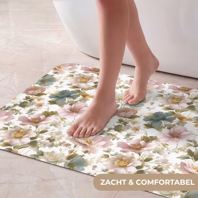 Badmat - Bloemen - Patroon - Pastel — 5