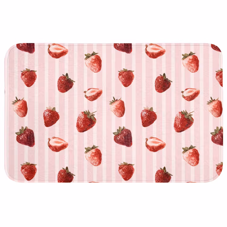 Badmat - Strepen - Aardbei - Roze — 1