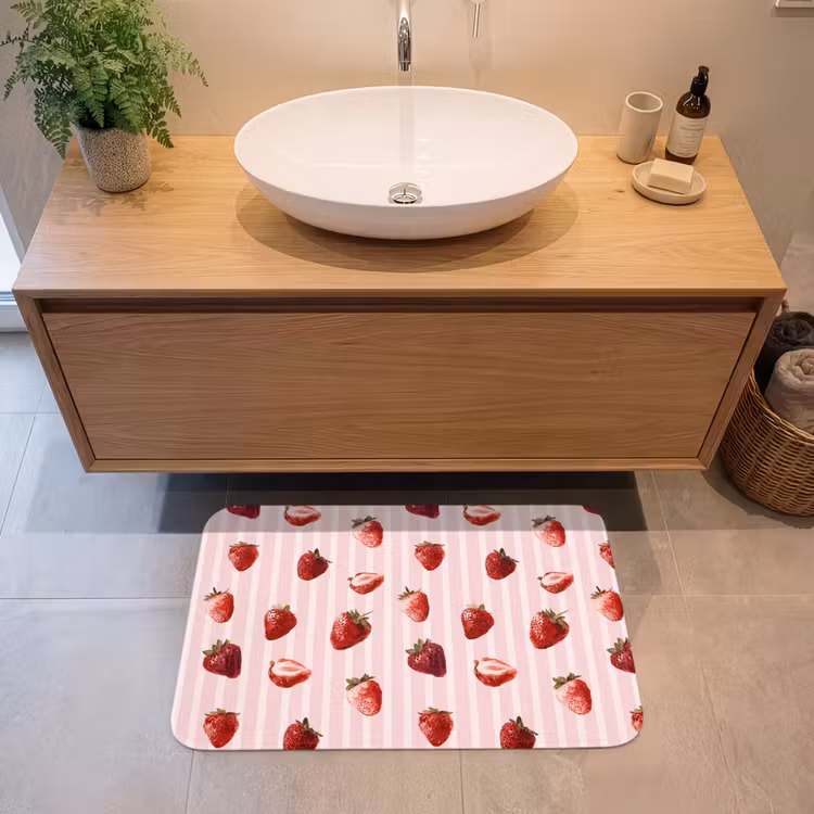 Badmat - Strepen - Aardbei - Roze — 2