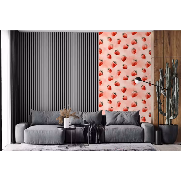 Behang - Aardbei - Patroon - Roze — 2