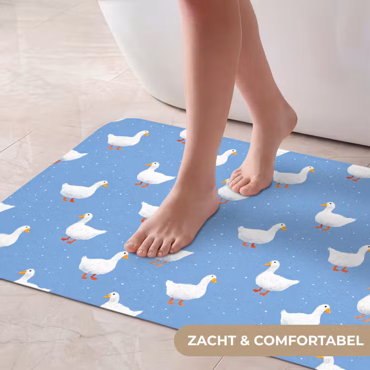 Badmat - Ganzen - Elegant - Blauw — 5